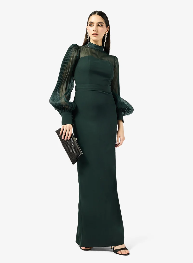 Iyra  Puff Sleeve High Neck Dress for Women | Best Price UAE